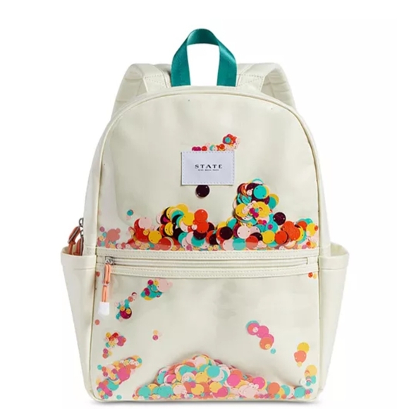 🌈 STATE Kane Kids Rainbow Sequin Confetti Backpack - Cream and Multicolor - Picture 11 of 14